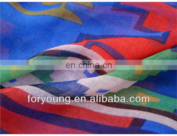 geometric figures design printed polyester scarf