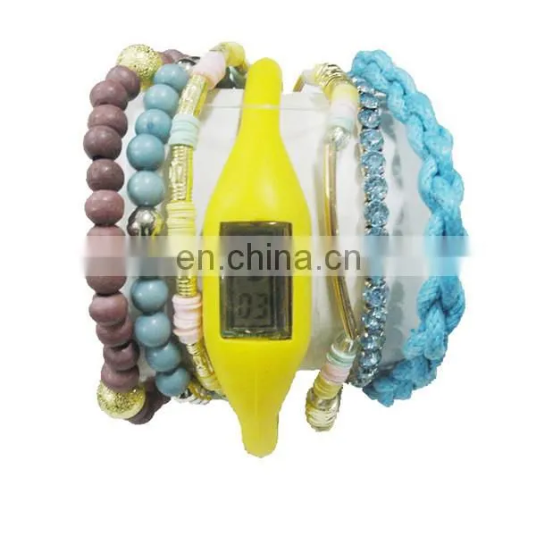 Promotional Cheap Stock 1.5usd Bead Fashion Bracelet Silicone Led Watch