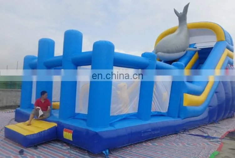 Commerical whale inflatable bouncer with slide