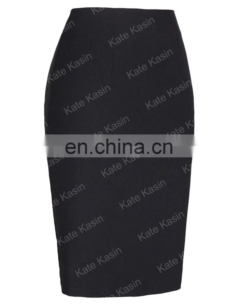 Kate Kasin High Stretchy High Waist Shirred Waist Detail Hips-Wrapped Pencil Skirt KK000278-1