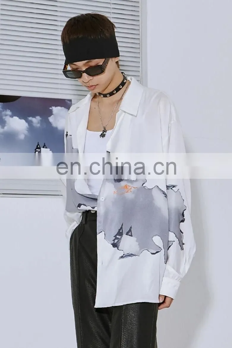 Diznew Custom printed short sleeve button up 100% polyester hawaiian shirts for men