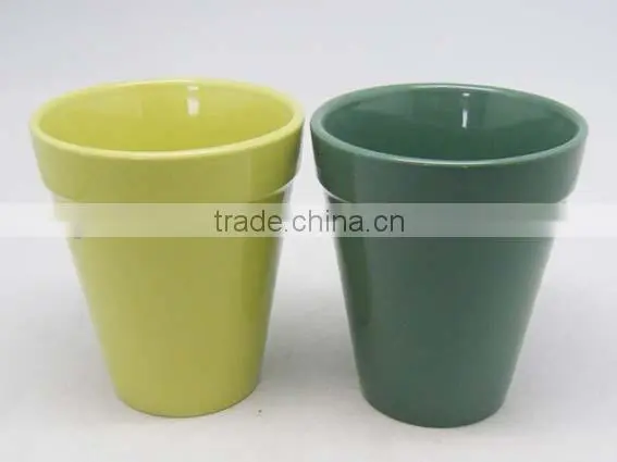Color white ceramic flower pot