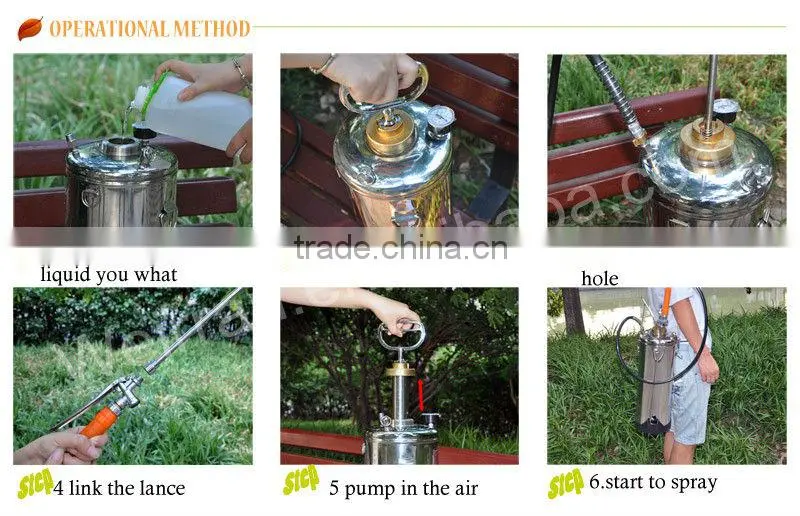 (73509) 10L knapsack stainless steel tank flexible easy operated water pump sprayer