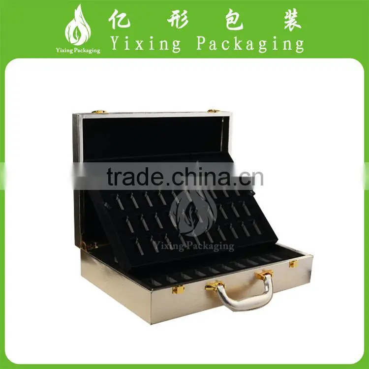 Luxury leather box with metal handle/ PU cosmetic and perfume packaging box