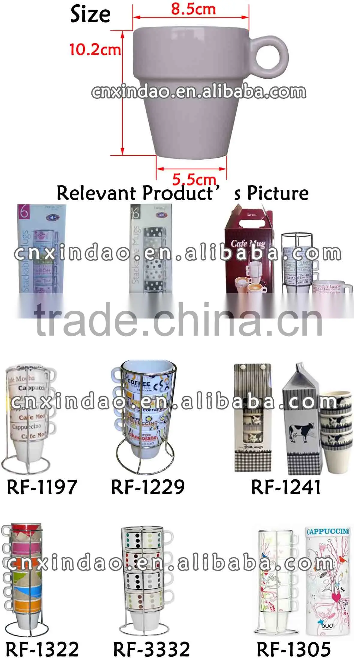 Hot Sale Stackable Ceramic Milk Mug and Water Mug for Kids Promotion Mugs with Handle
