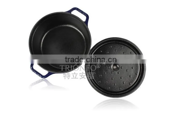 Trionfo blue pot pre-seasoned cast iron cookware enameled casserole hot pot