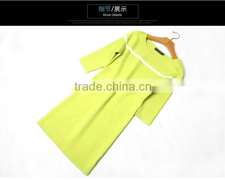 2017 hot summer new knit half sleeve stripe dress with slimming looking