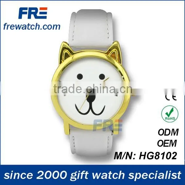 2015 hoe sales fashion lady watch with cat pattern newest cat watch for girls