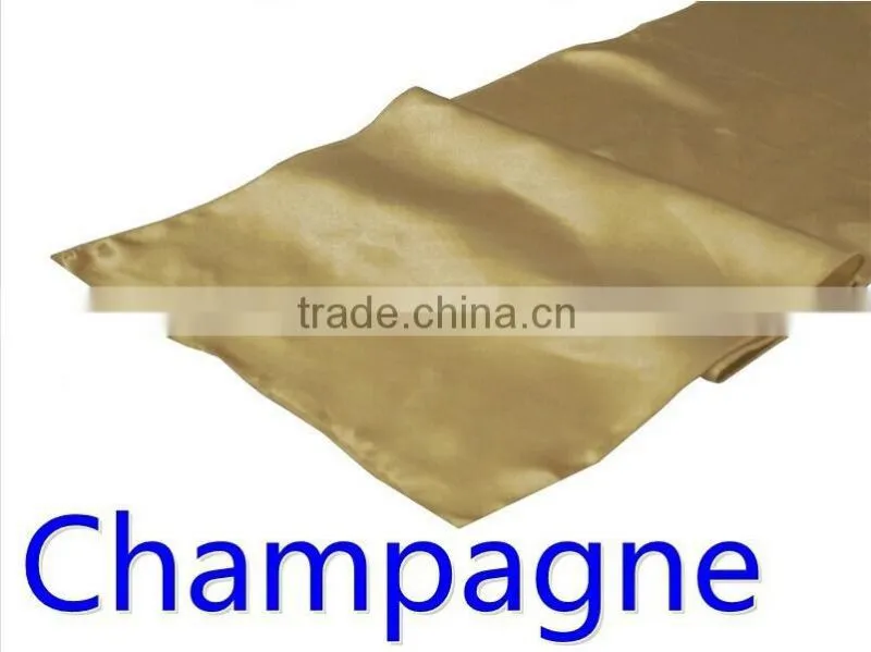hot selling ployester satin table runner for wedding decoration, Champagne color