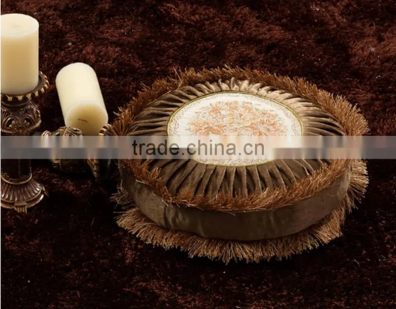 Noble short nap fabric sofa cushion and fringed embroidered decor sofa pillows