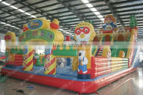HOT SALE Pororo penguin inflatable slide 14x7m big slide