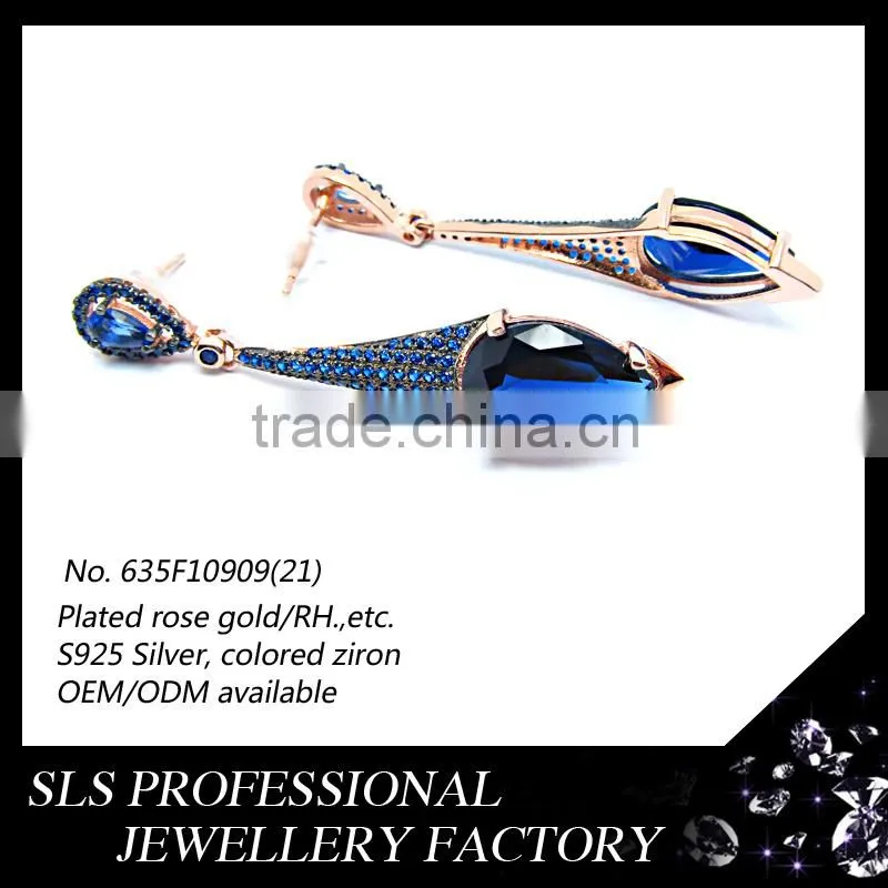2015 real cheap 925 silver earrings jewelry blue sapphire jewelry beauty silver gemstone earring studs