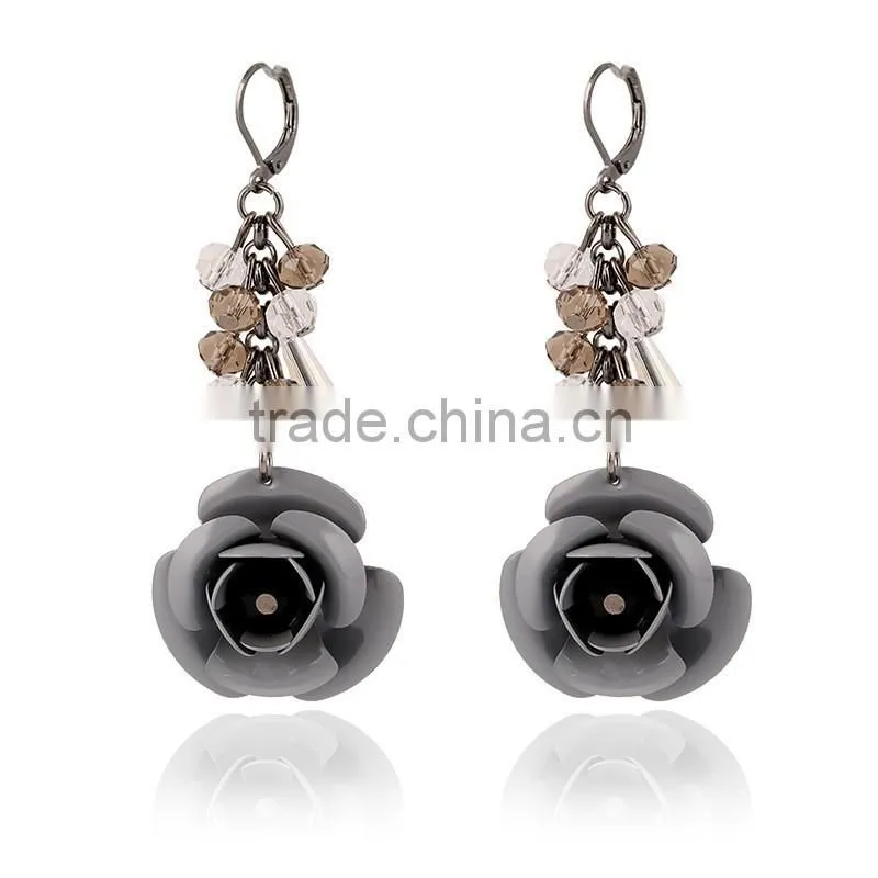 2016 Latest Design Wholesale Price Women Elegant Enamel Flower Drop Earring