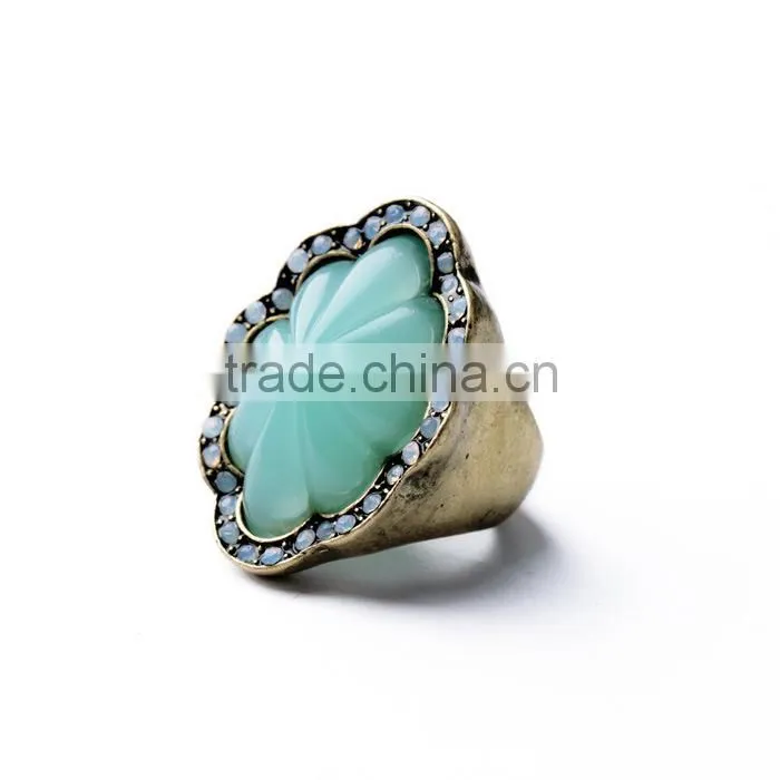 Two Color Vintage Alloy Crystal Rings For Ladies