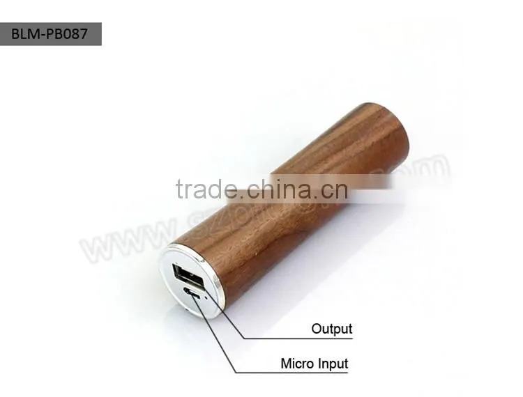 Tube unique handy charger 2600mah ,wholesale wood power bank gift
