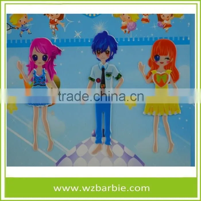Eco-friendly Removed And Repeatedly 3D Change Clothes Puffy Sticker