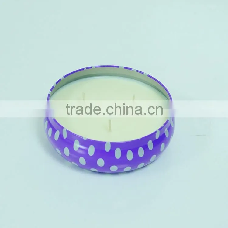 paraffin wax scented tin candle with metal lid