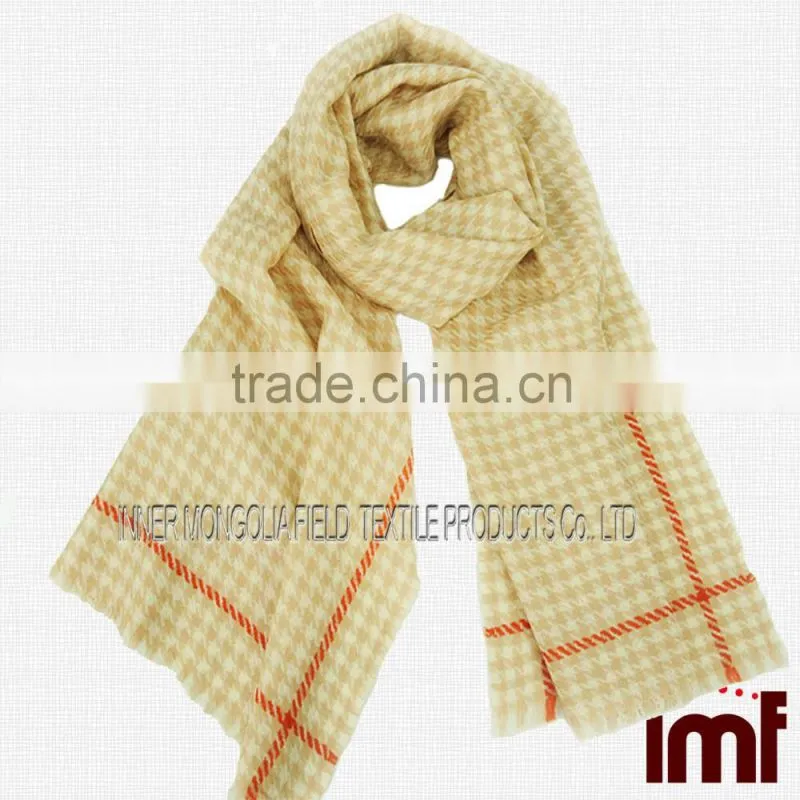 Pink Handwoven Alpaca Houndstooth Scarf