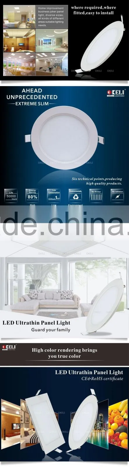 Ultra thin round/square led panel light