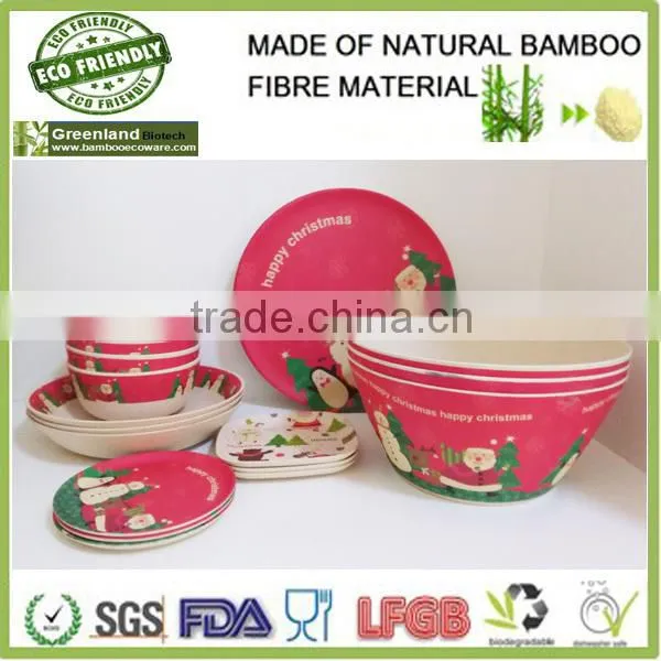 season disposable santa christmas natural bamboo eco tableware dinner set