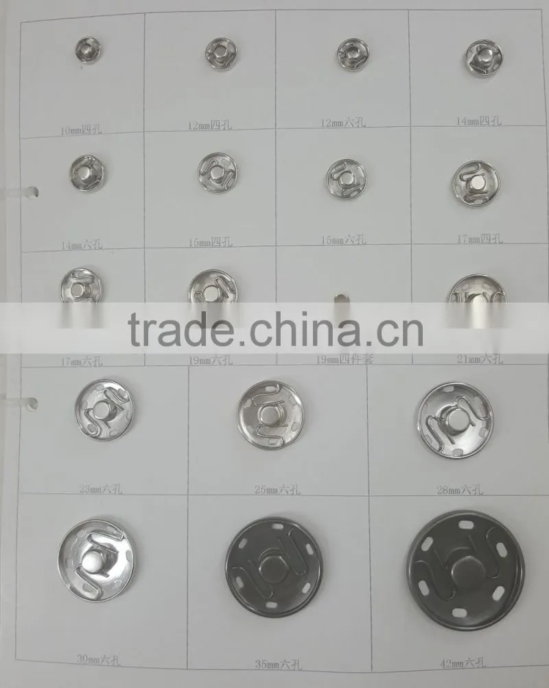 two parts sew-on metal snap fastener button