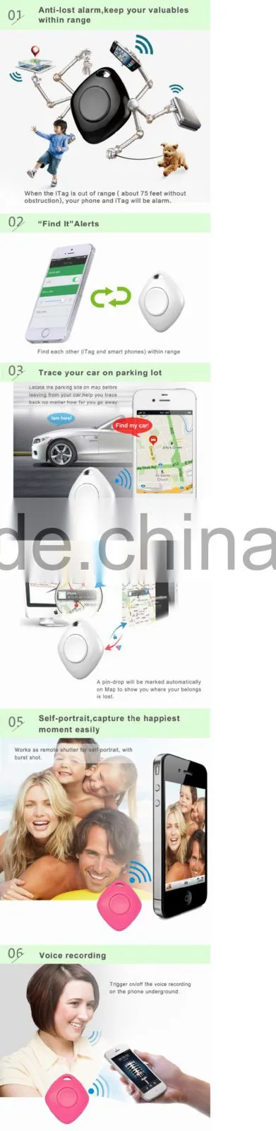 Anti-lost Rechargeable Bluetooth Key Finder, Remote Camera Control for iOS