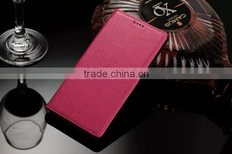 DLS Litchi Grain Genuine Leather Flip Case for Sony Z5 Plus Wallet Cover Case with Card Slot MT-5195