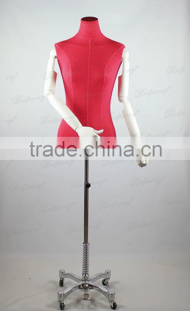red cloth cover torso female mannequins with adjust arms