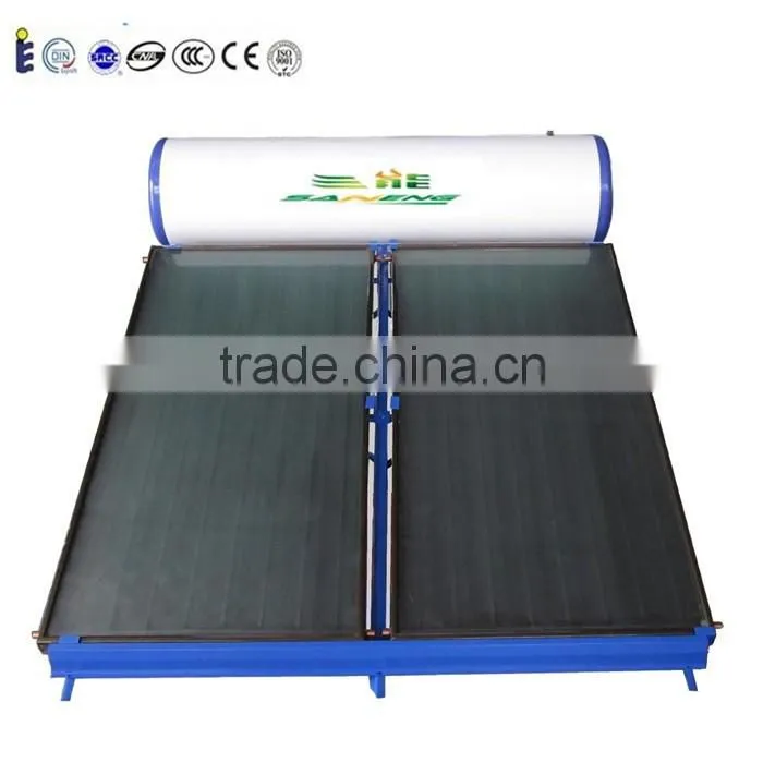 Compact flat panel solar water heater for bathroom