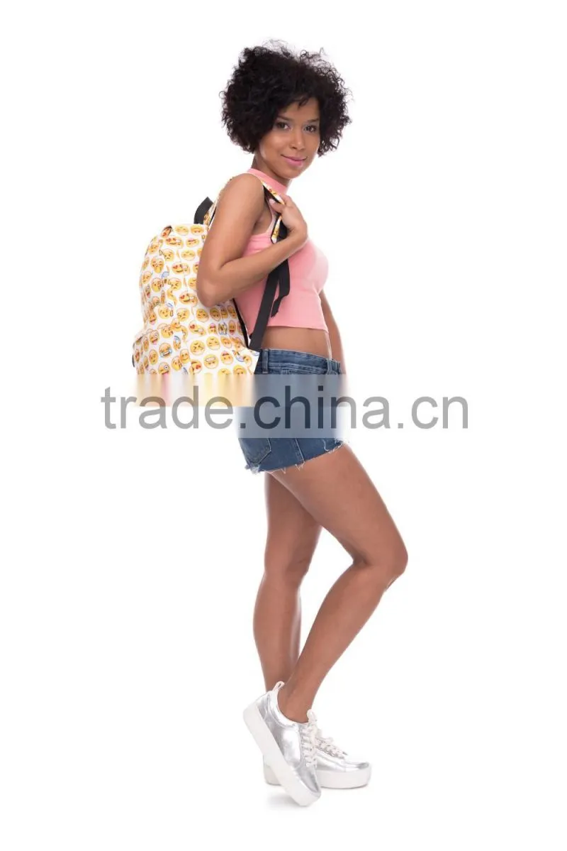 Taobao Top Selling High Quality Polyester Custom Emoji Backpack Bag