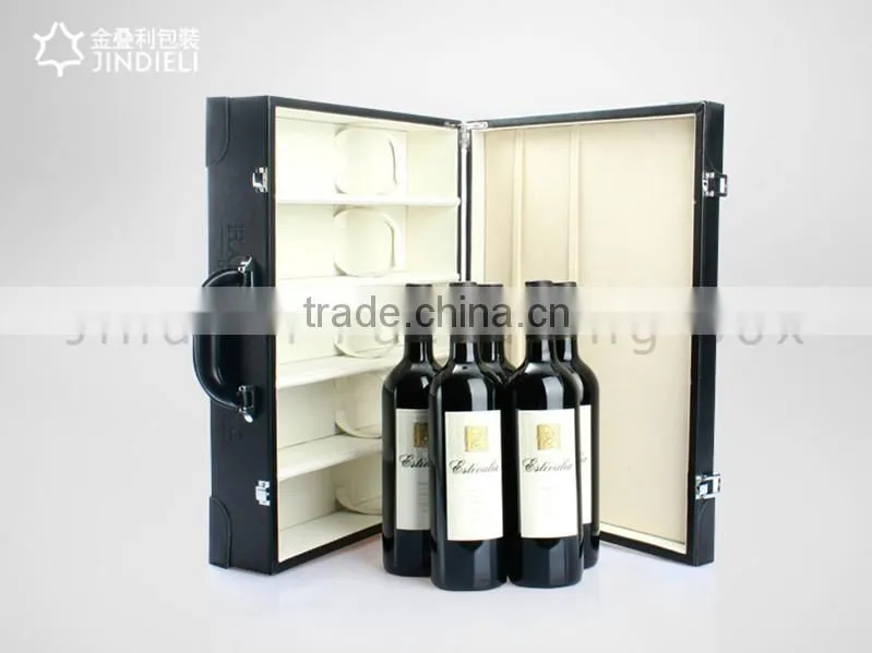 newest fashion black leather wine box packaging