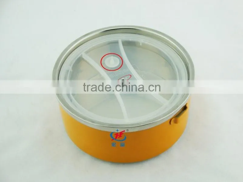 personalized food grade stainless steel lunch box 3 bowls container