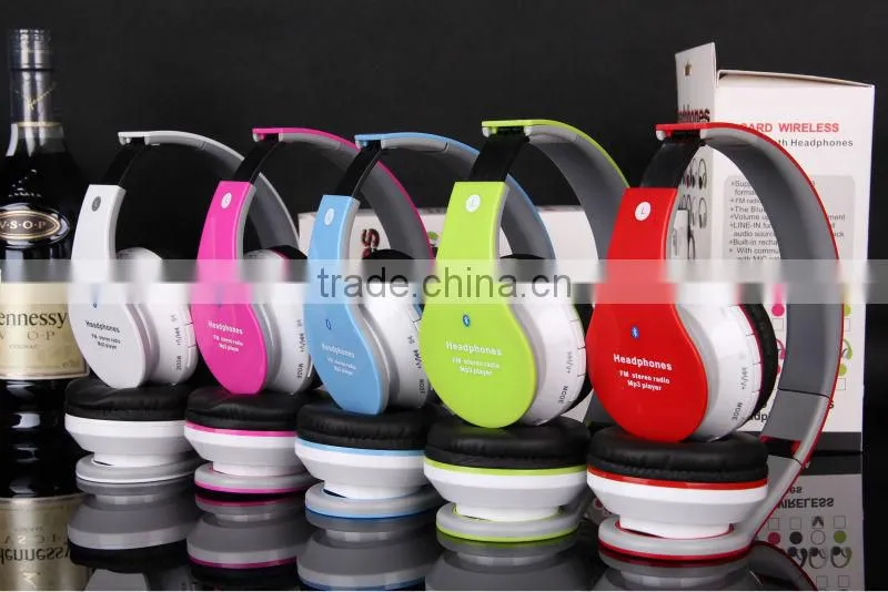 Colorful wireless sport headphones with FM radio and built-in mp3 player