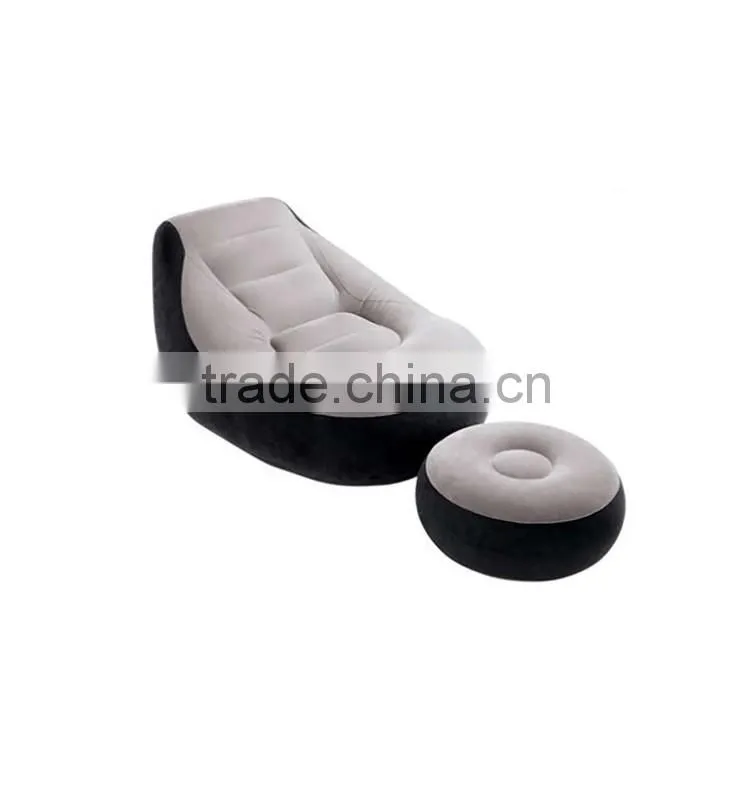 Flocked PVC Inflatable Sofa, china inflatable air sofa chair, foot rest inflatable sofa chair with pillowair sofa with foot