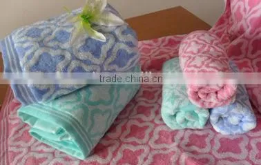 solid cotton bamboo blend jacquard bath towel set
