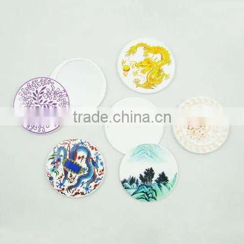 plastic round pocket/ compact mirror with revolving vover
