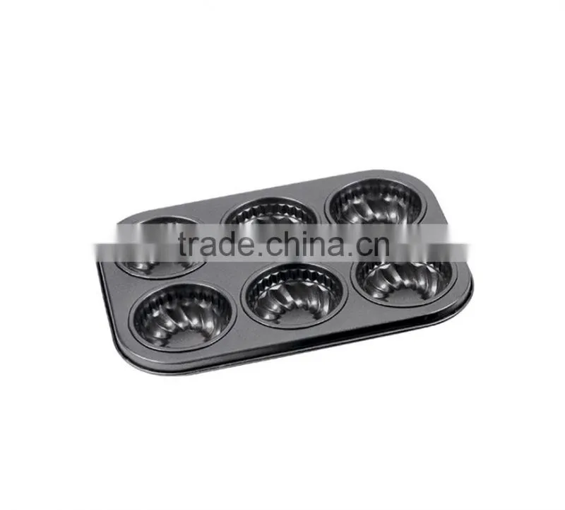 Carbon Steel Non-stick Cake Pans of Muffin Pan with 6 Cups