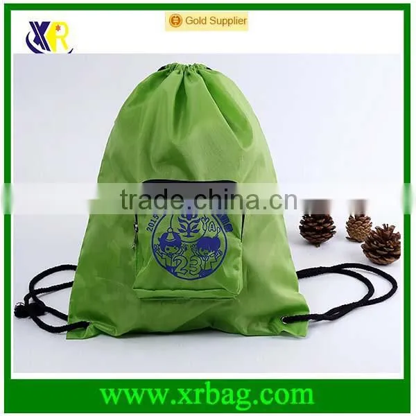 Top Quality Foldable Drawstring Bag Folded In Pouch With Logo