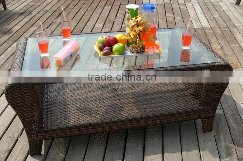 high quality rattan sofa set with 15cm thickness cusion high quality fabric