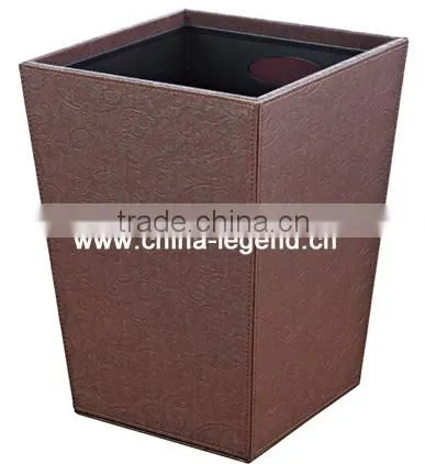 Hotel amenity leatherette wooden rubbish bin,garbage can