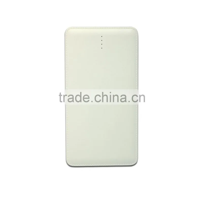 2016 new hot selling design real capacity leather 10000mah usb battery charger