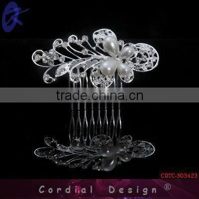 2013 Pearl Hair Tiara Crown With Rhinestone Hair Comb Accessory