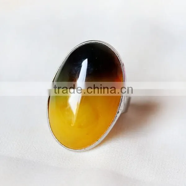 Natural agate chalcedony gem ring