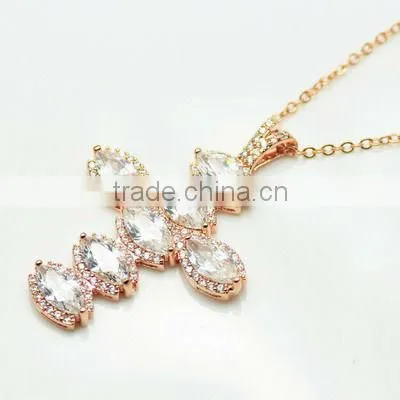 Wholesale Clear CZ Cross Chain Pendant