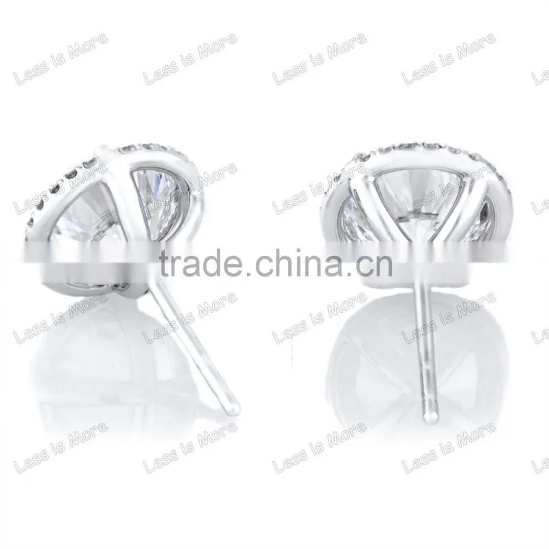Gun Metal Crown Setting CZ silver Stud Earrings