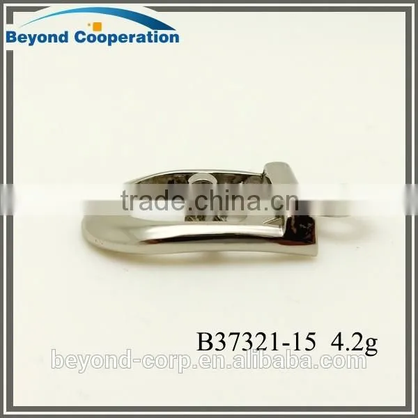 15mm shiny silver polished ajustable shoes buckle with iron clip parts