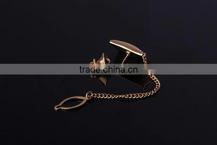 Wholesale fashion gold lapel pins with chain
