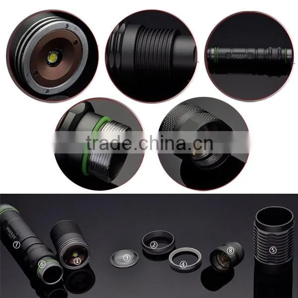 V5-858 High Quality XM-L T6 led High Power Torch Zoomable most powerful flashlight