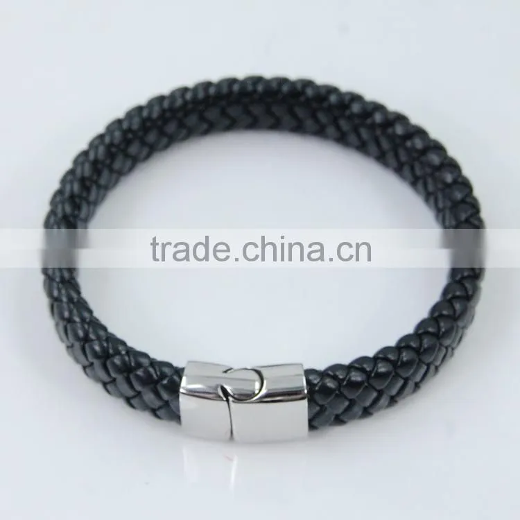 Stainless steel jewelry man style cross pu leather bracelets & bangle