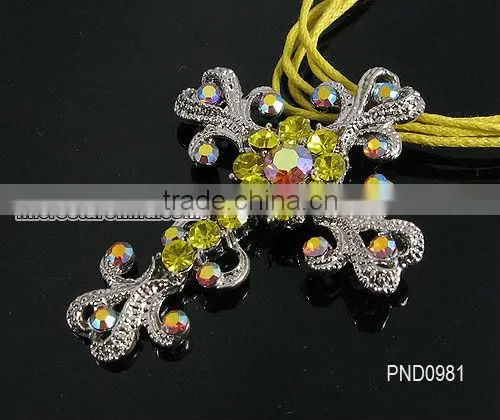 71*92mm Goldplated Fashion Wholesale Rhinestone Cross Pendant
